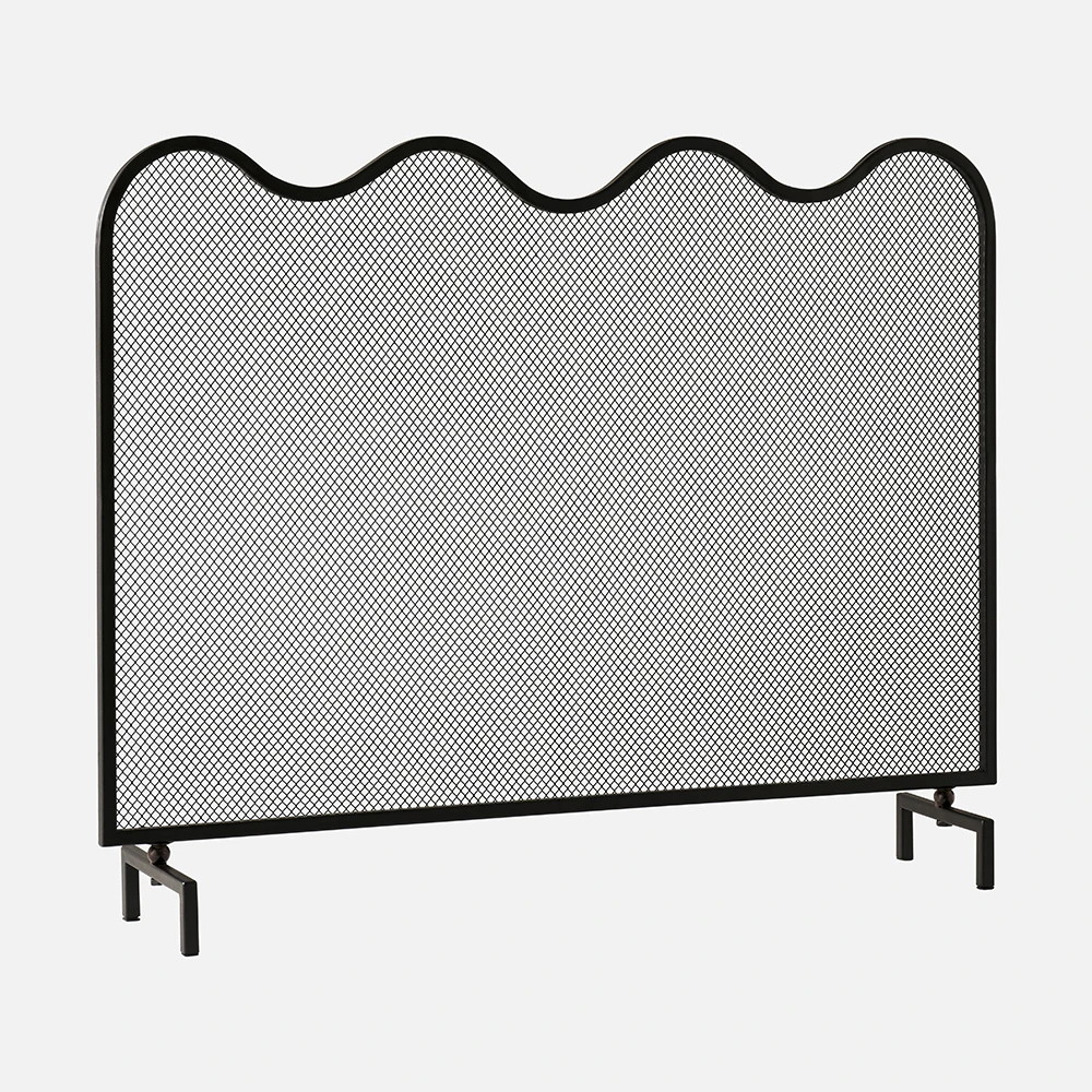 a black metal screen with a wavy design