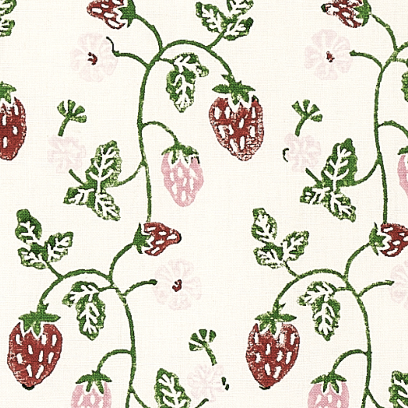 The image of an Strawberry block print fabric product