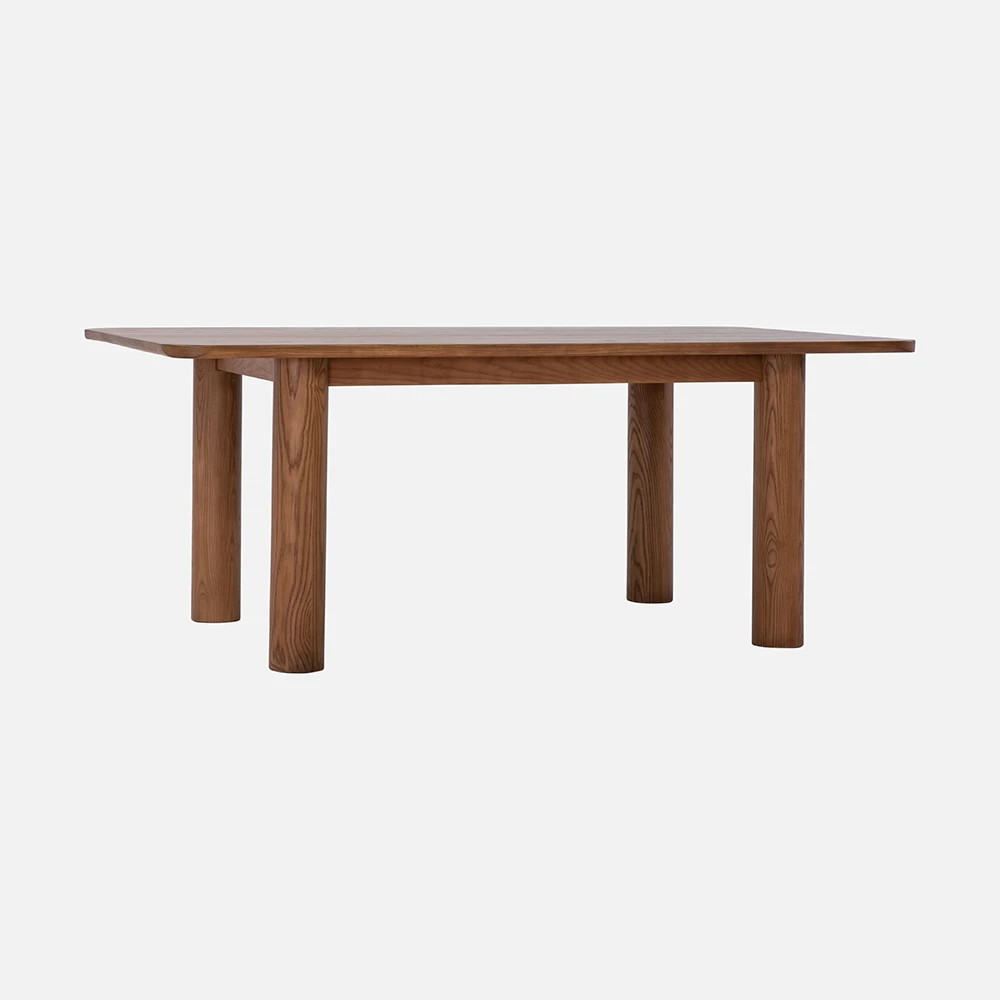 a wooden table on a white background