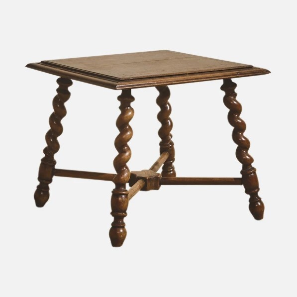 a small wooden table with a wooden top