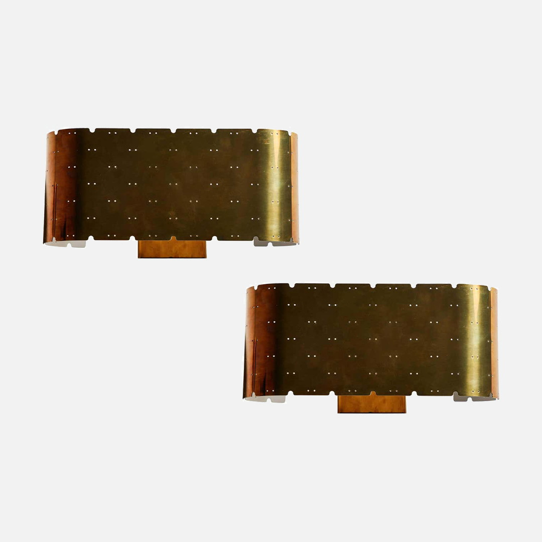 a pair of metal and wood pieces on a white background
