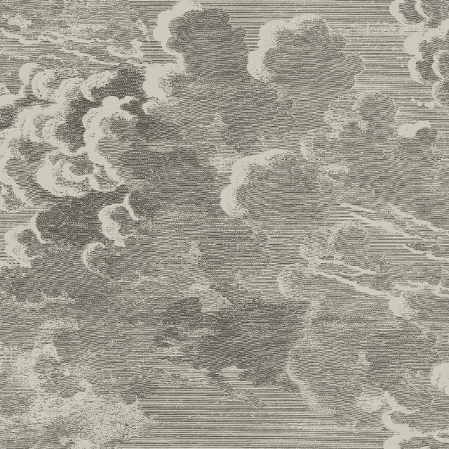 a black and white drawing of clouds in the sky