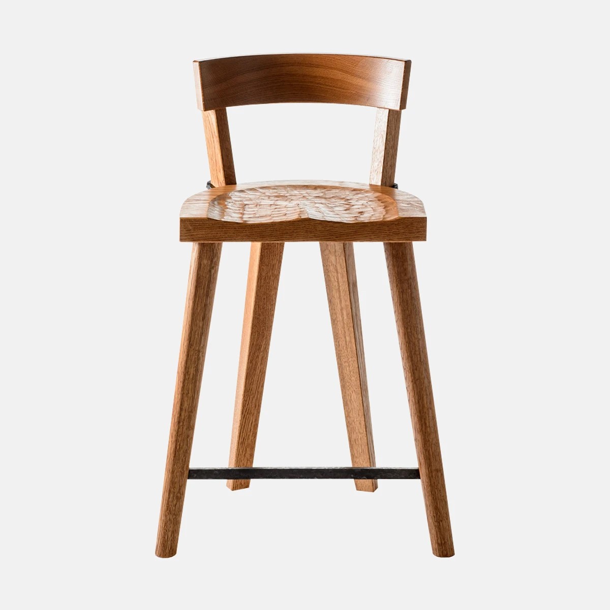 a wooden stool with a seat made out of wood