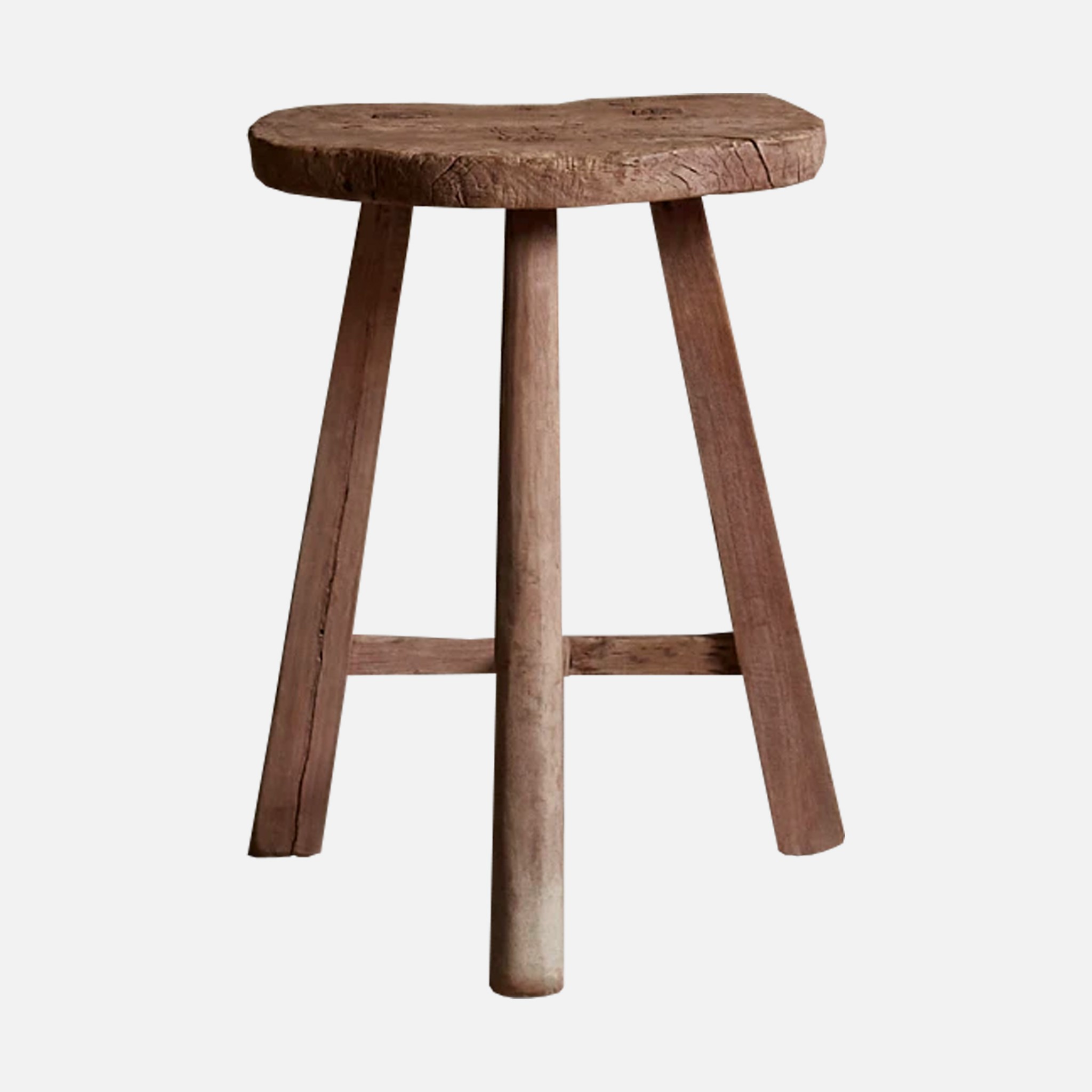 The image of an The Expert Vintage Elmwood and Pinewood Stool product