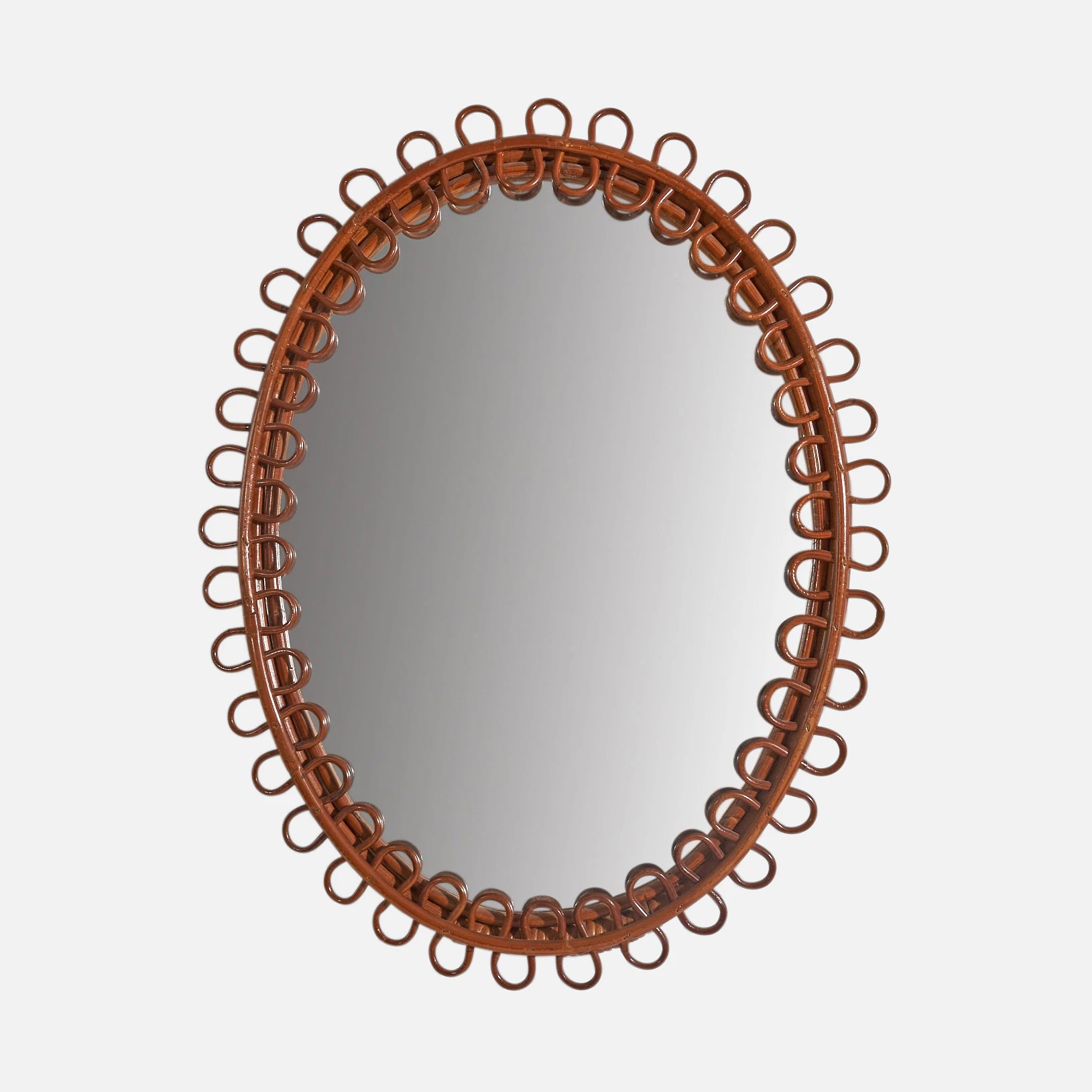 The image of an Italian Oval Rattan Wall Mirror product
