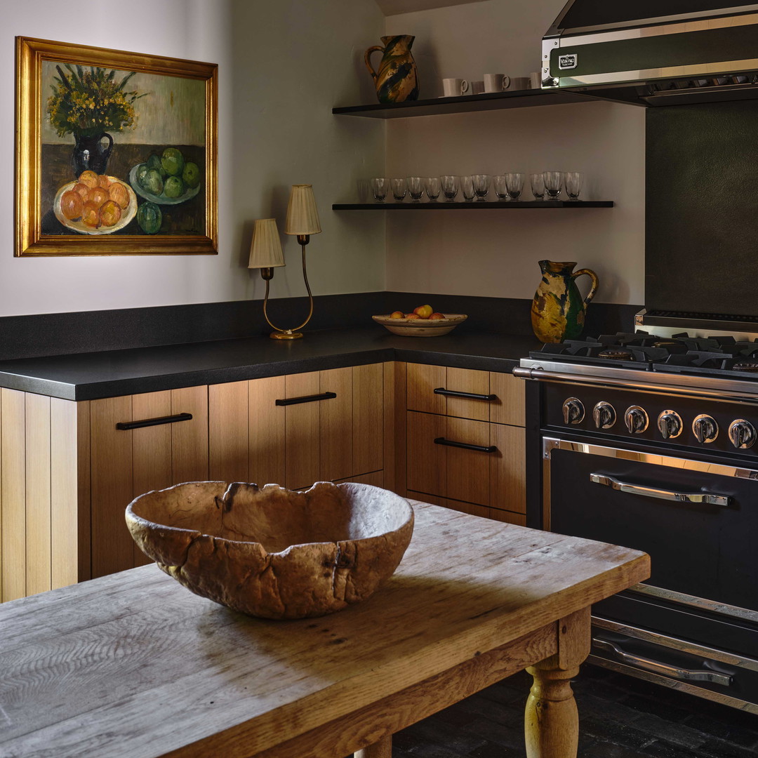 a bowl on a table in a kitchen