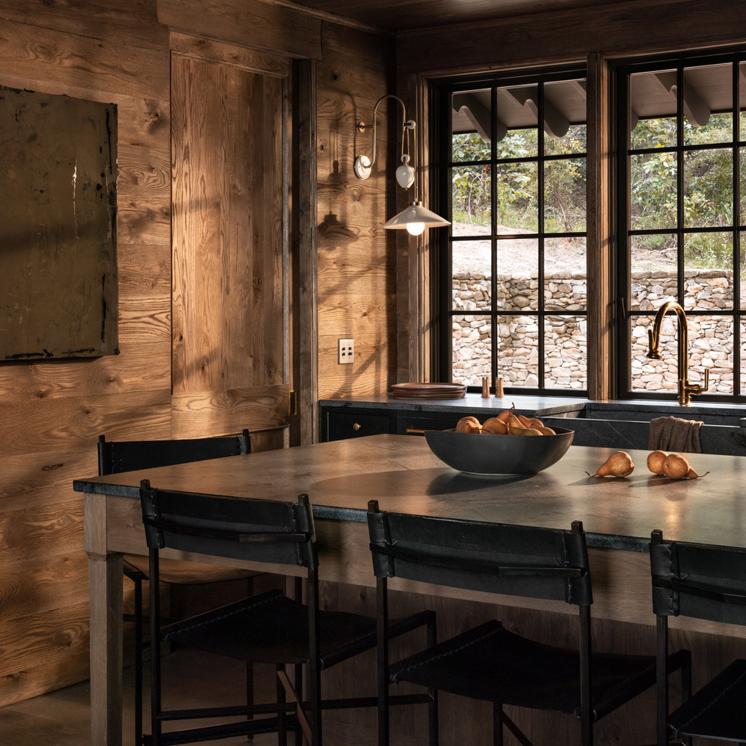 a dining room table with a bowl of food on top of it