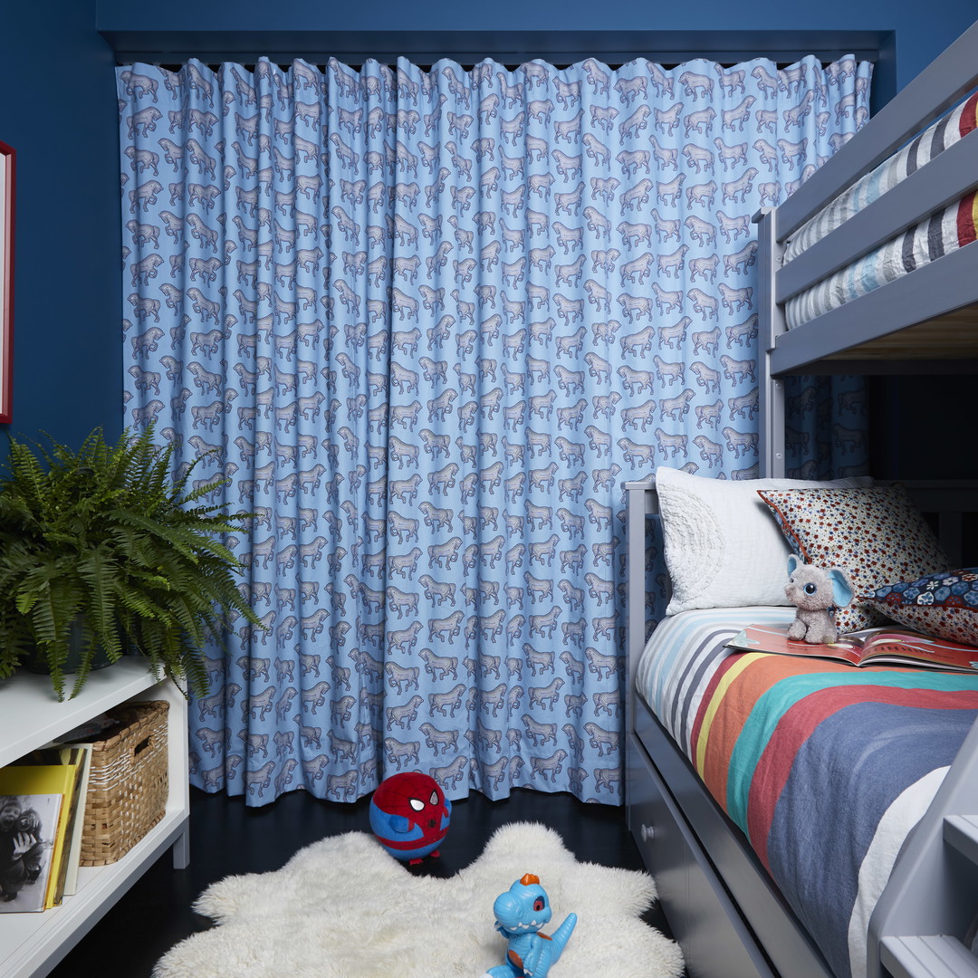 a bedroom with bunk beds and a rug on the floor