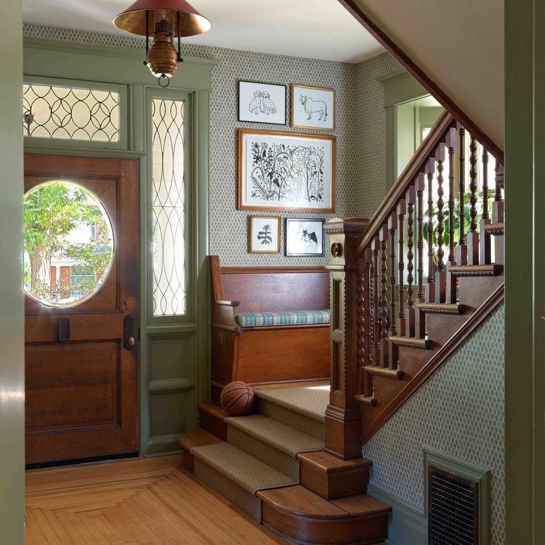 a staircase with a basketball on the bottom of it