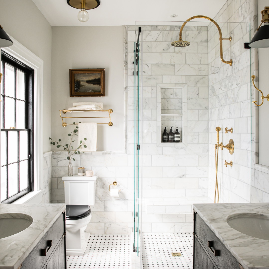 a bathroom with a black and white checkered floor