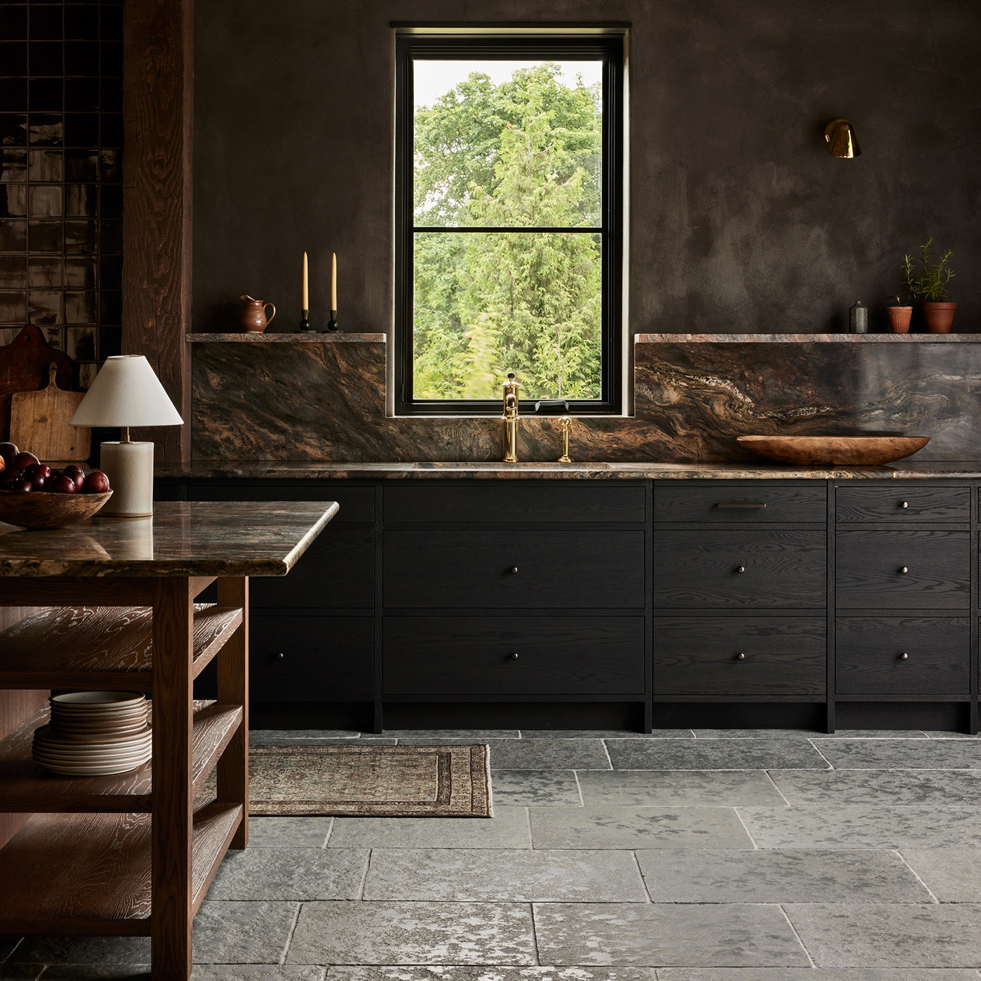 a kitchen with a sink and a window