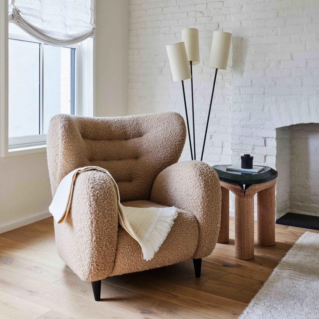 a chair and a table in a room