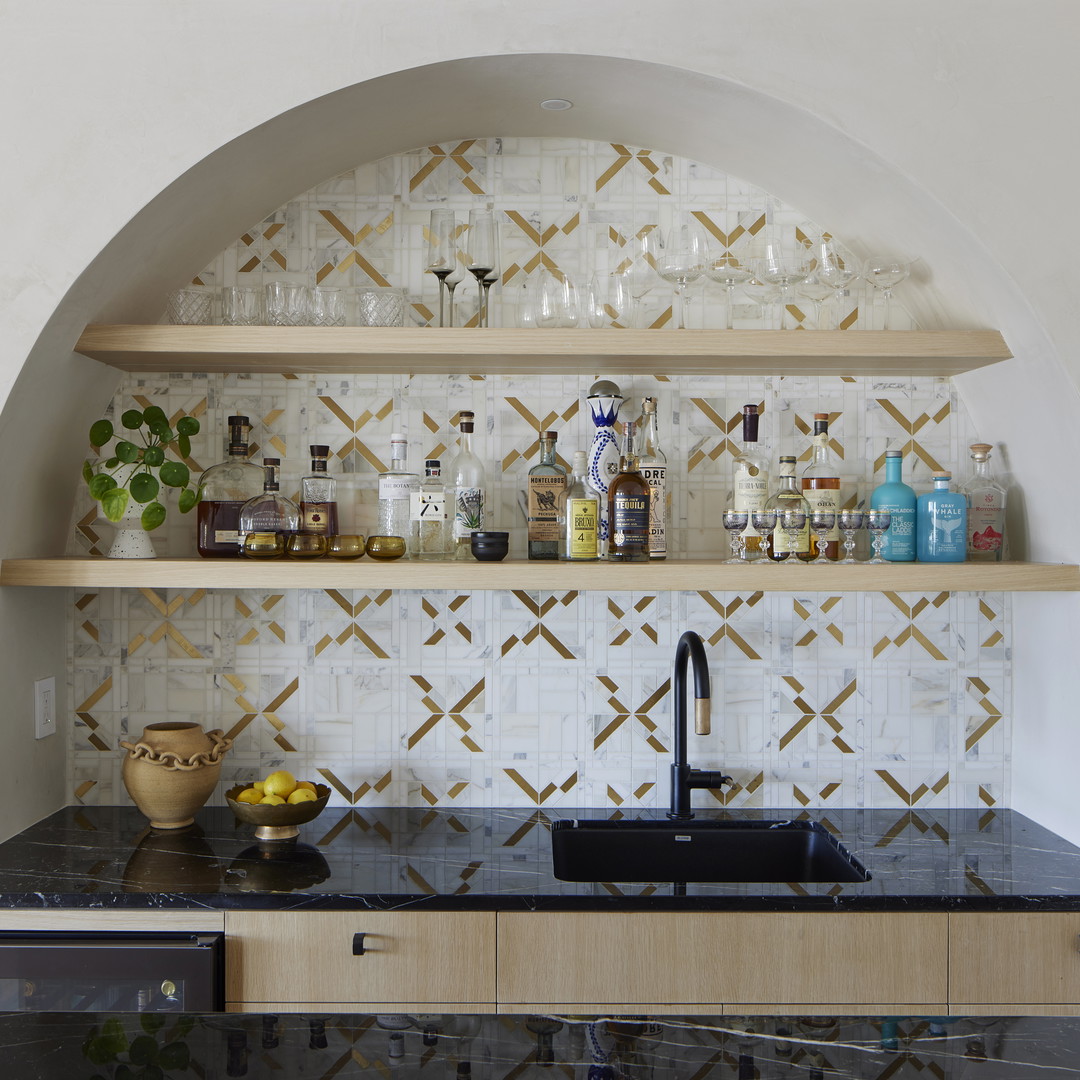 a kitchen with a sink and a counter top