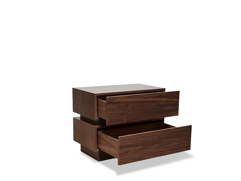 two wooden drawers stacked on top of each other