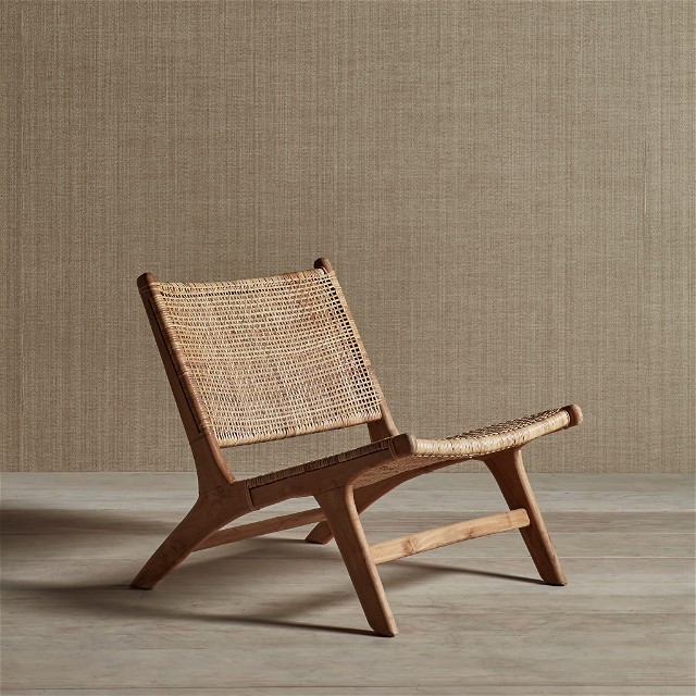 Teak and Rattan Modern Chair