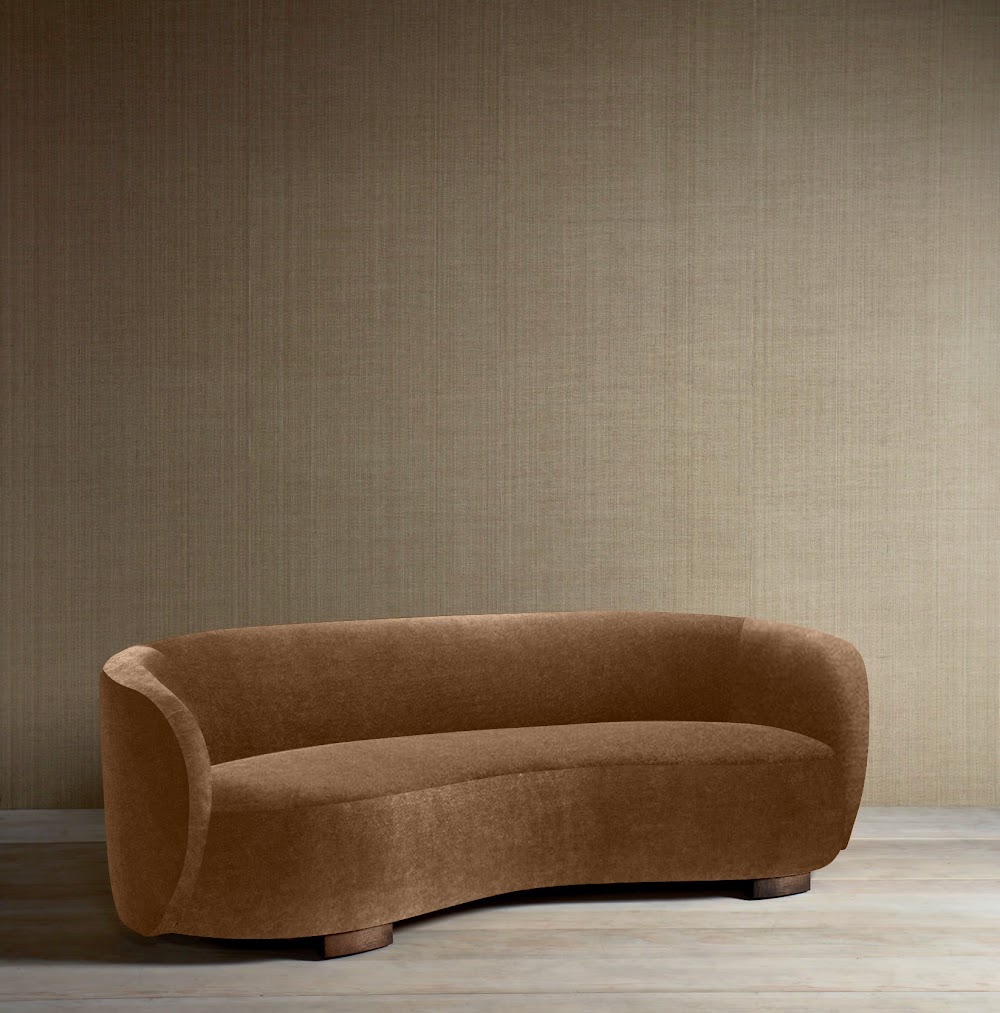 Brown curved sofa discount