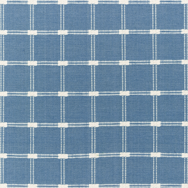 a blue and white plaid pattern with white dots