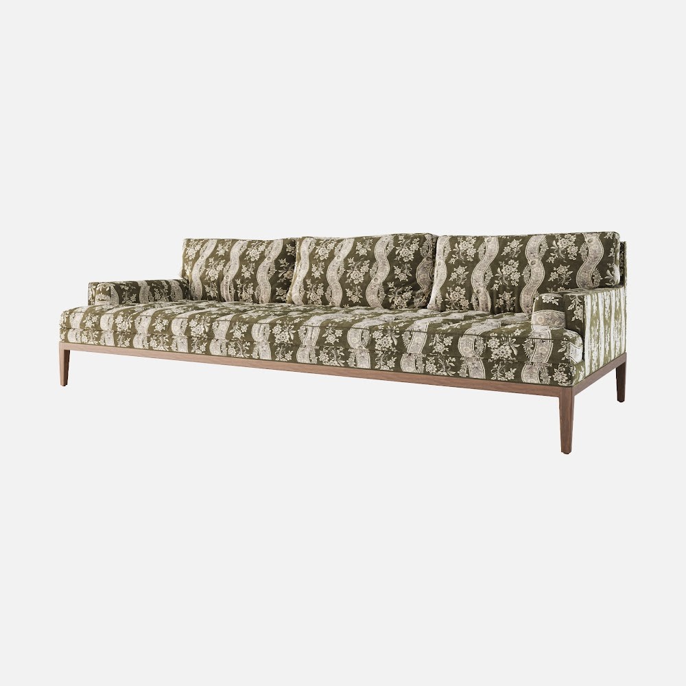 a couch with a floral pattern on it