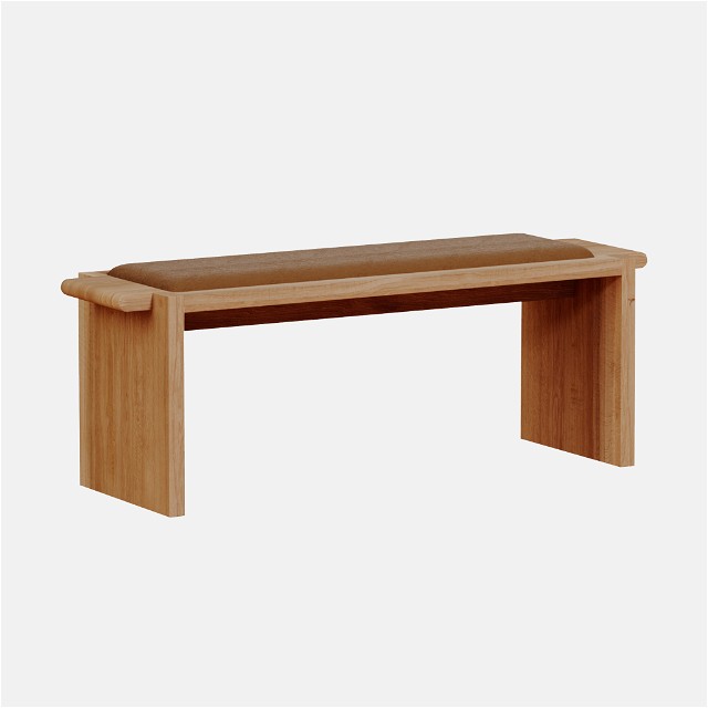 a wooden bench on a white background
