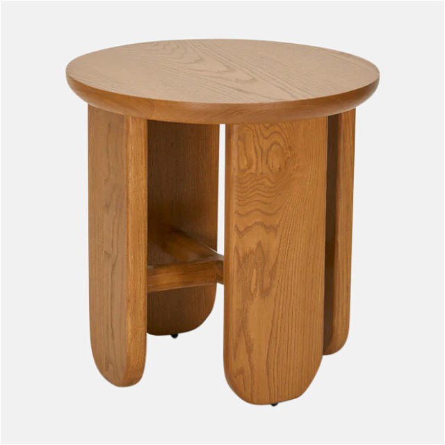 a small wooden table with a shelf underneath it