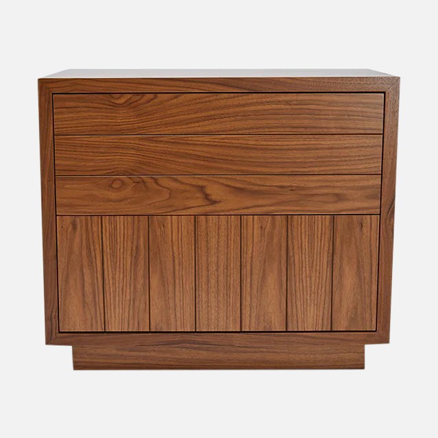 a wooden cabinet with a white top