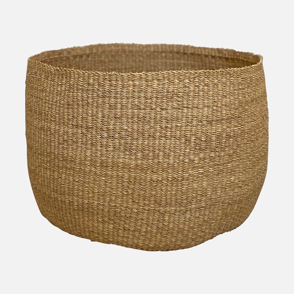 a large woven basket on a white background