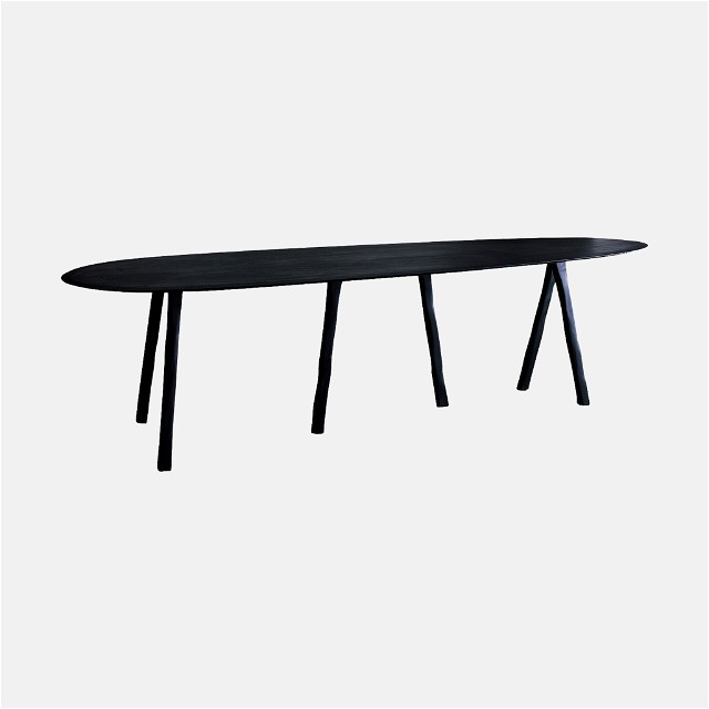 a black table with two legs on a white background