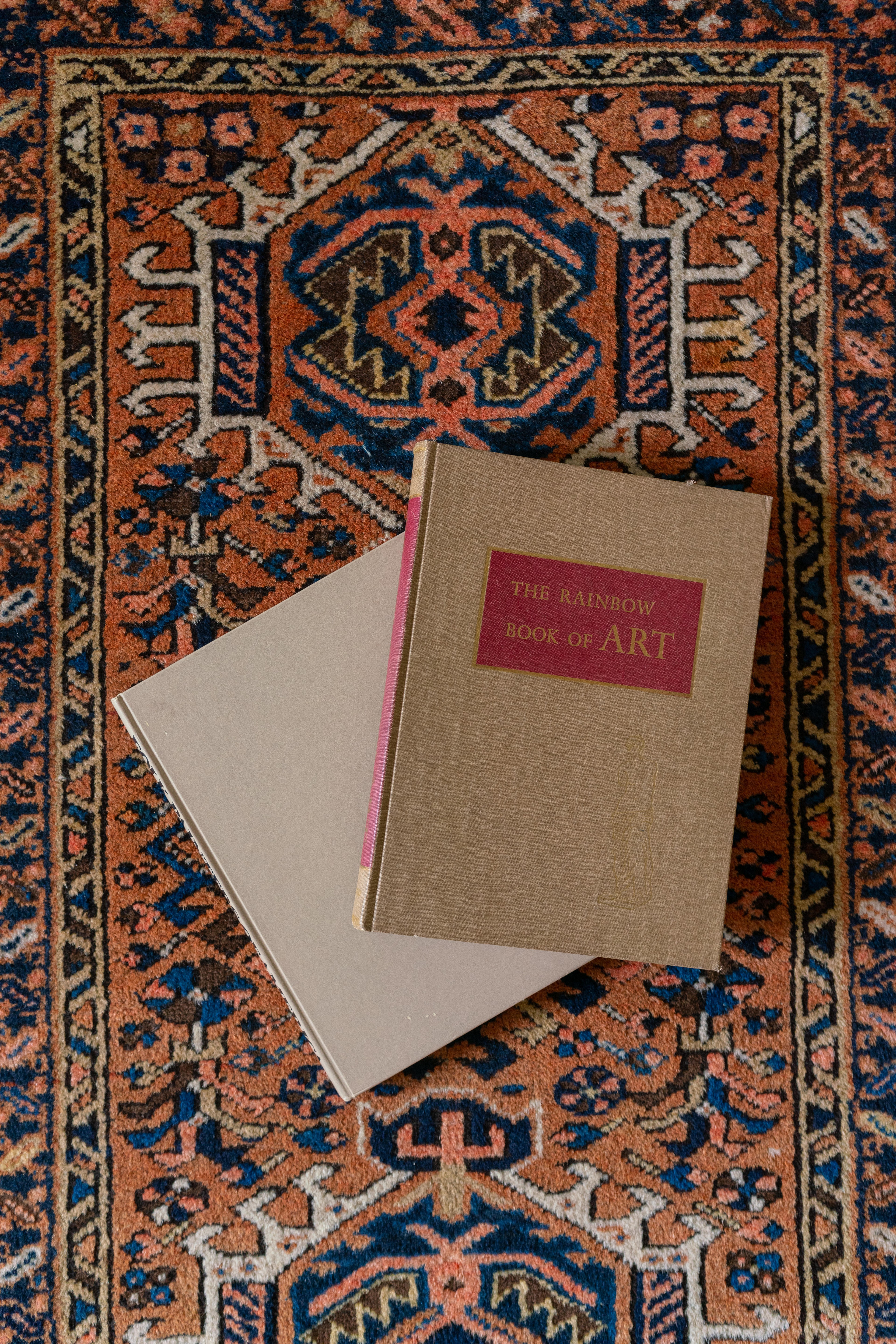 a book sitting on top of a rug