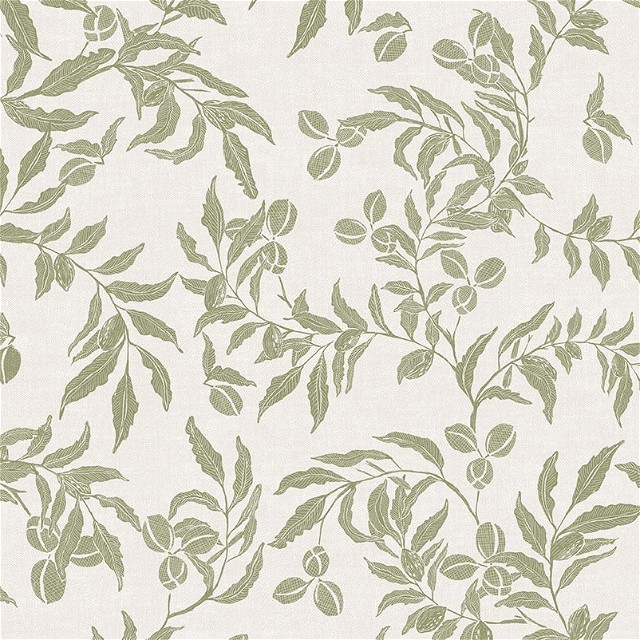 a green and white wallpaper with leaves on it