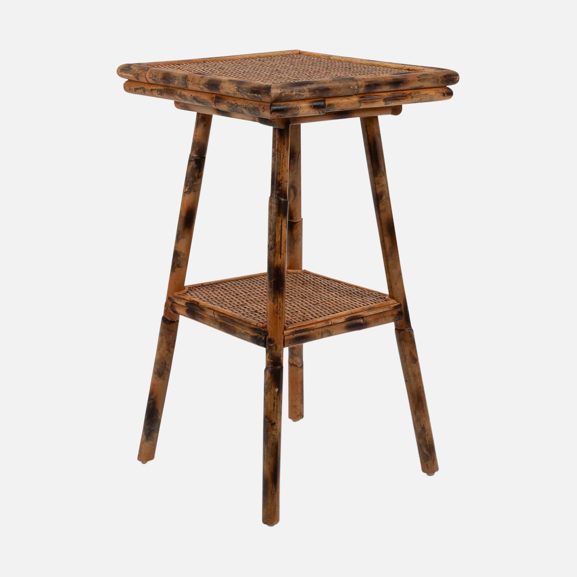 a wooden table with a shelf on top of it