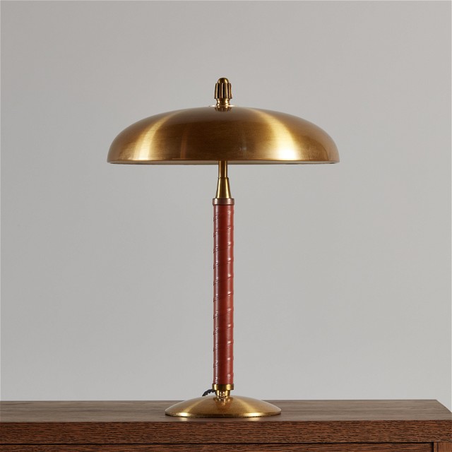 Einar Bäckström Leather-Wrapped Brass Table Lamp