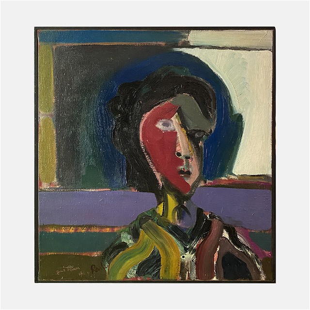 1964 “Woman with a Red Face” Abstract Portrail by Harley Francis