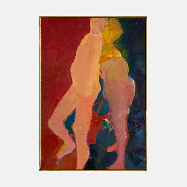 1960s Figural Oil on Panel by Martin Sumers