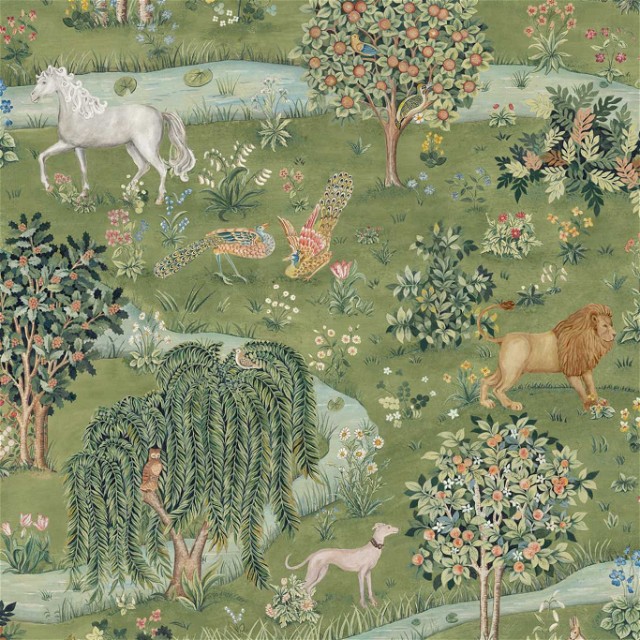 a painting of horses and other animals in a field