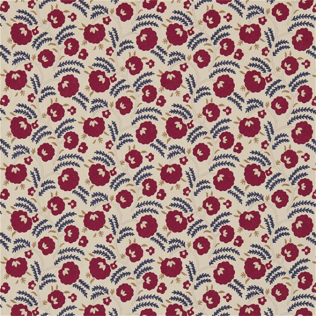 a red and blue flower pattern on a white background
