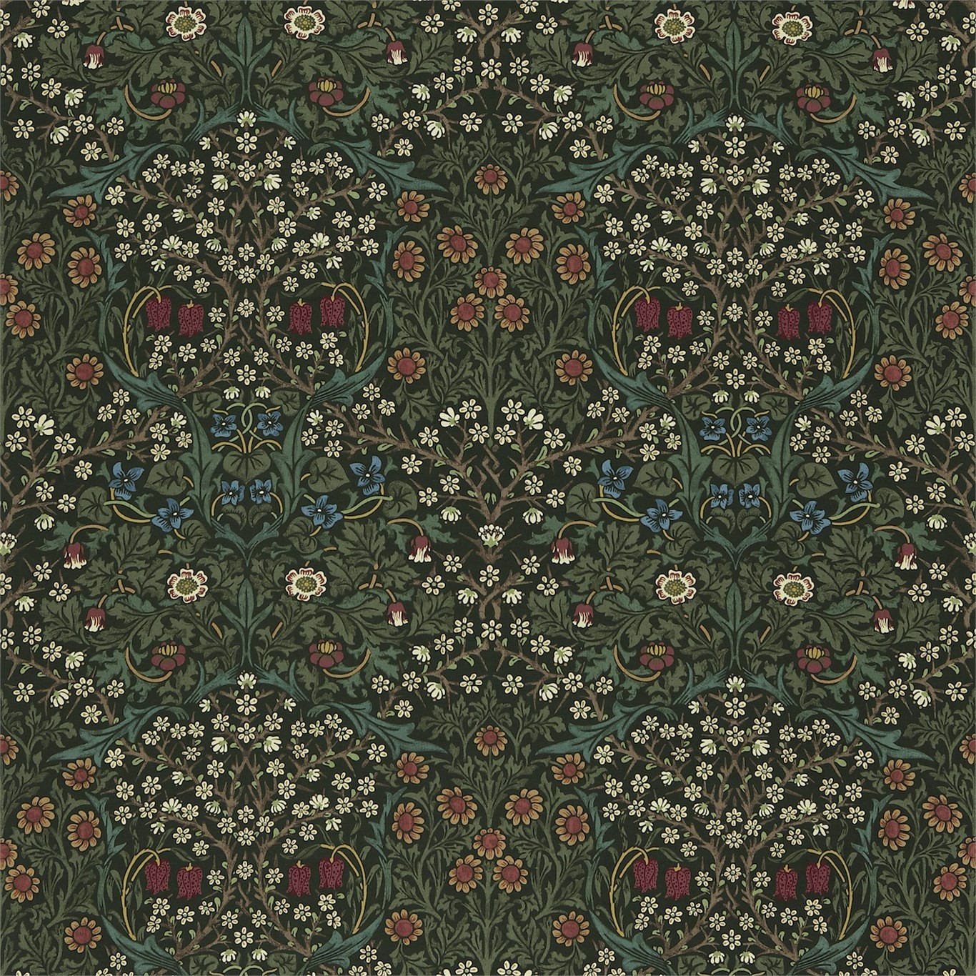 a green and red rug with flowers and leaves