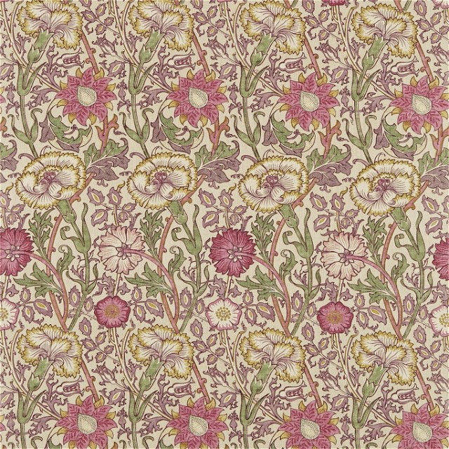 a pink and green floral pattern on a white background