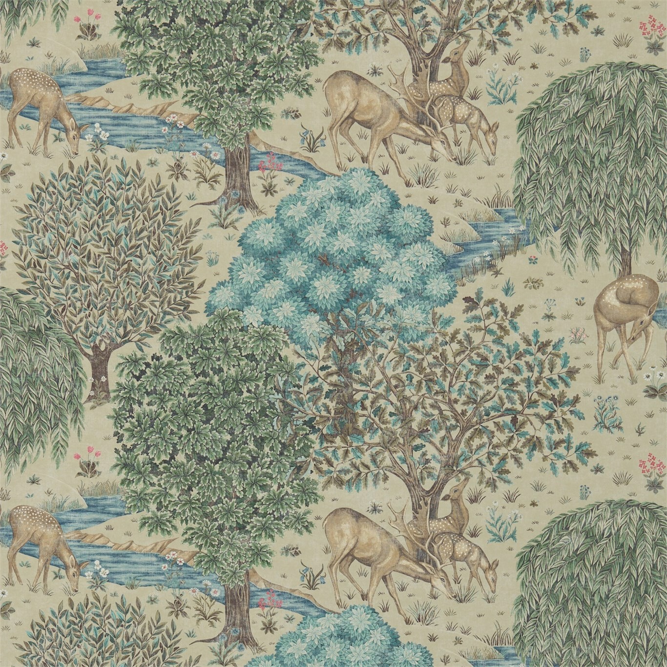 a wallpaper with deer and trees on it