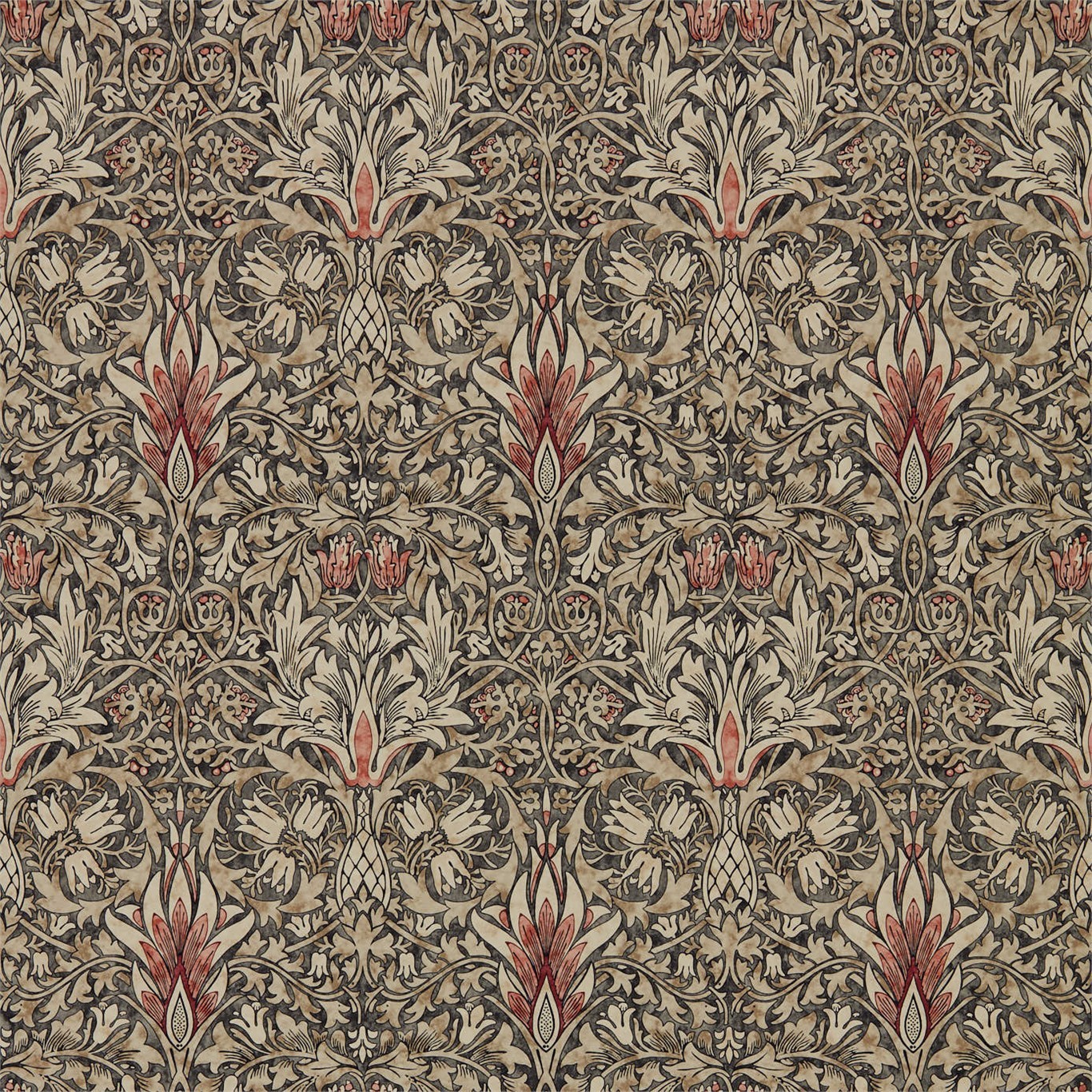 a brown and red floral pattern on fabric