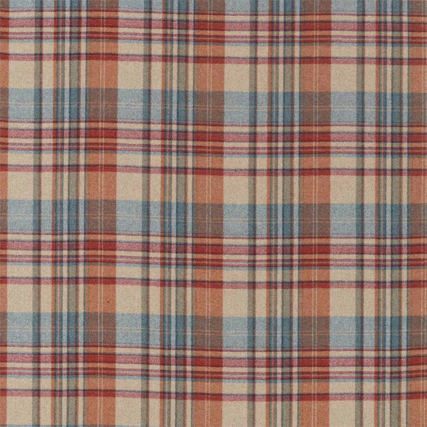 a plaid fabric with a red and blue pattern