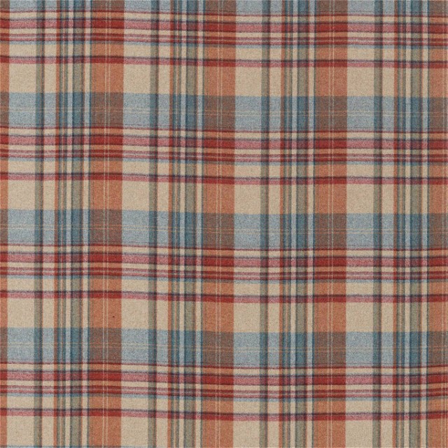 a plaid fabric with a red and blue pattern