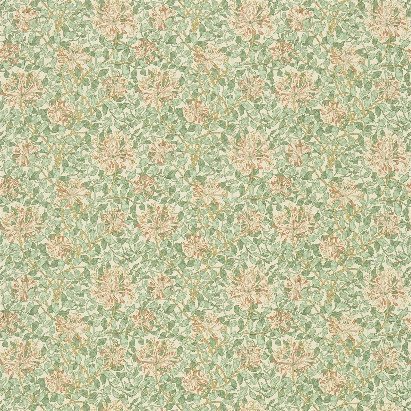 a green and beige floral pattern on a white background