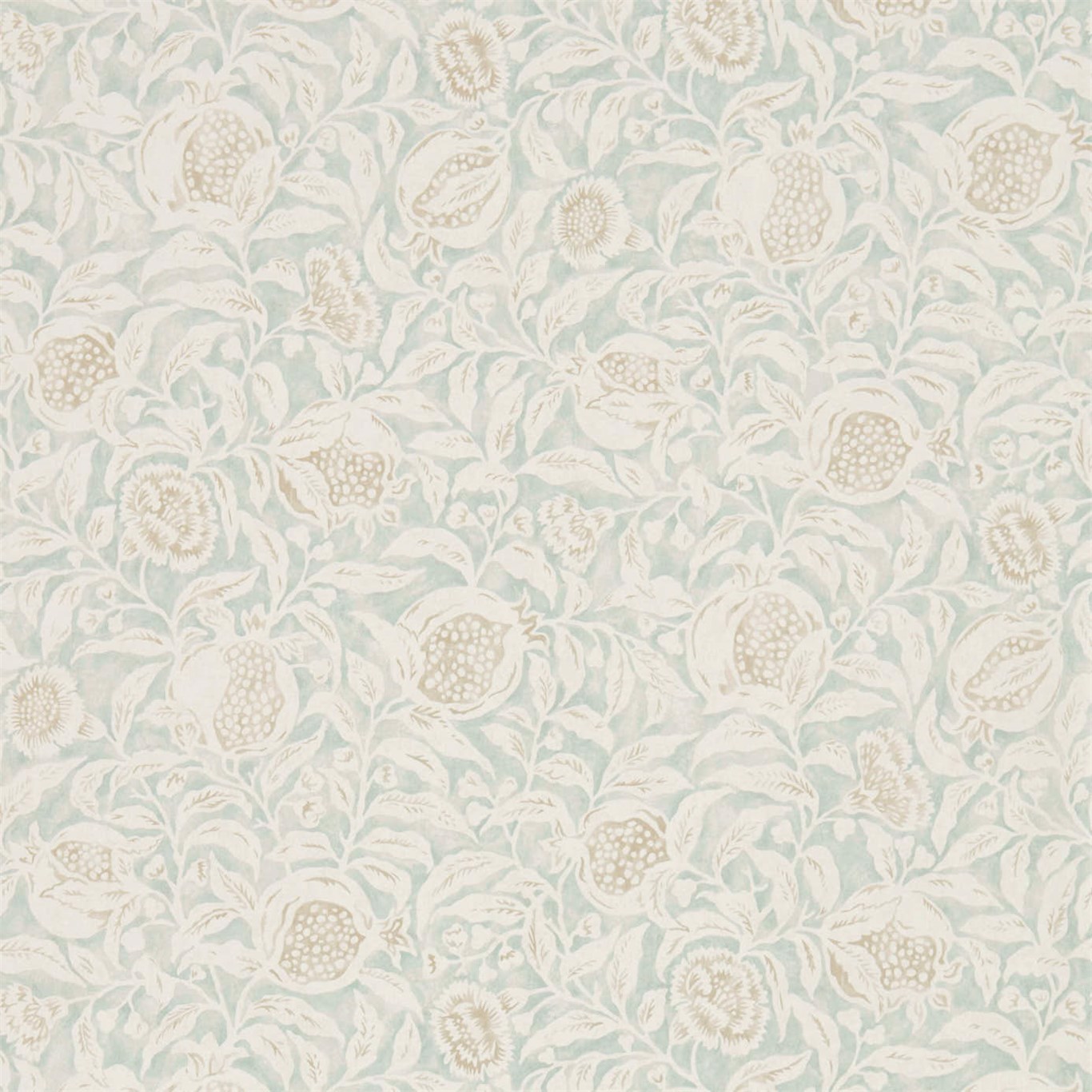 a blue and white wallpaper with a flower pattern