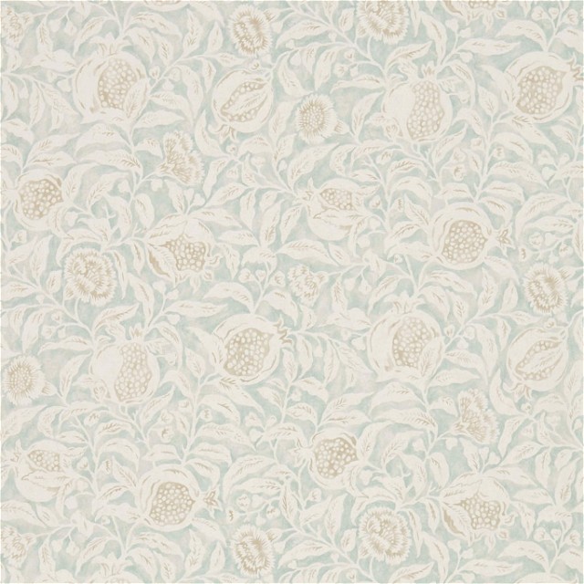 a blue and white wallpaper with a flower pattern
