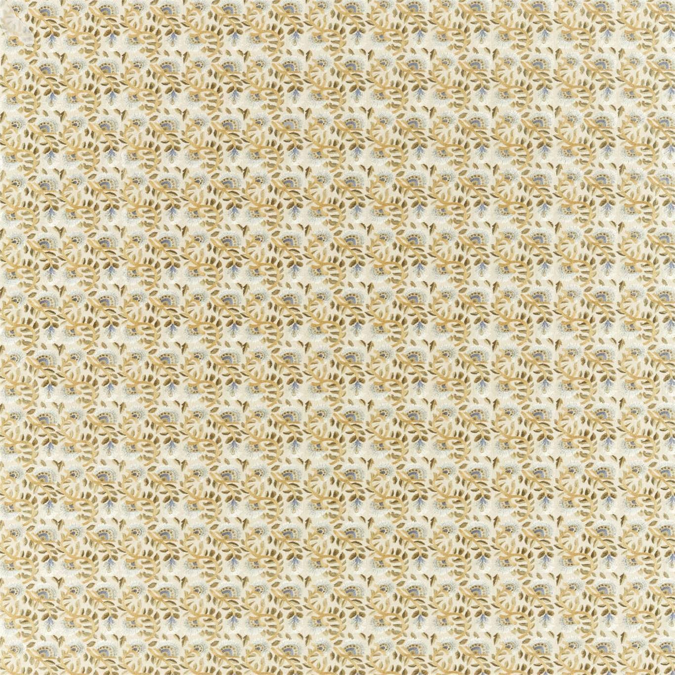 a close up of a white and gold pattern on fabric