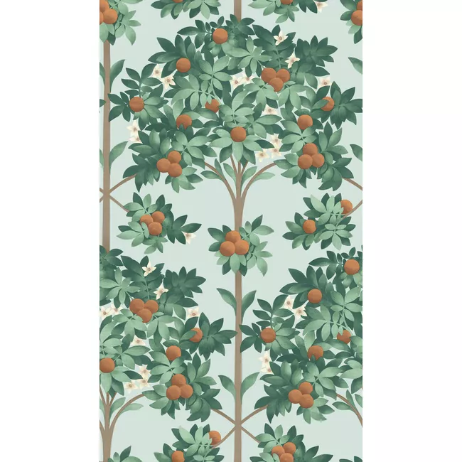 a wallpaper with a tree and oranges on it