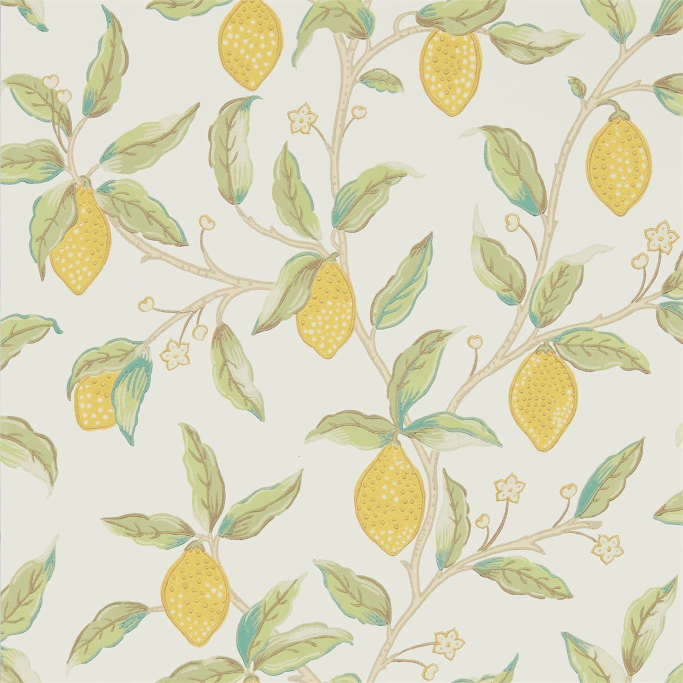 a wallpaper with lemons and leaves on it