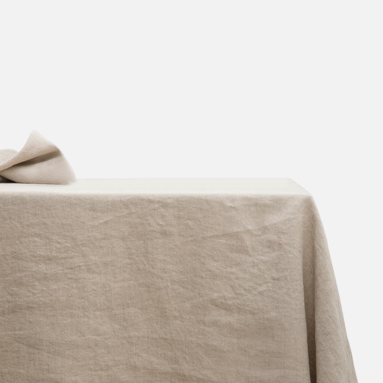 a table with a white cloth on top of it