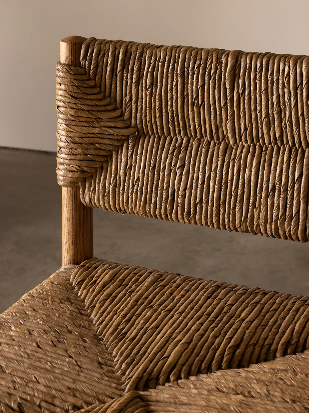 a close up of a chair made of wicker