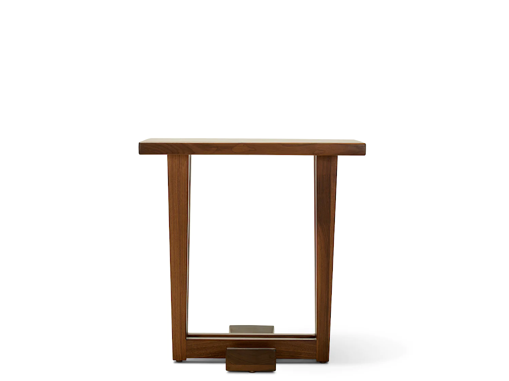 a small wooden table with a square top